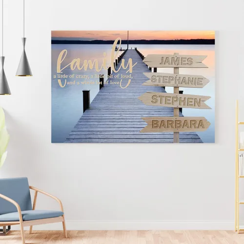 Vista 11 de Chiside Letrero de calle familiar con nombre, lienzo artístico para decoración del hogar, lienzo personalizado con nombres de familia, fecha