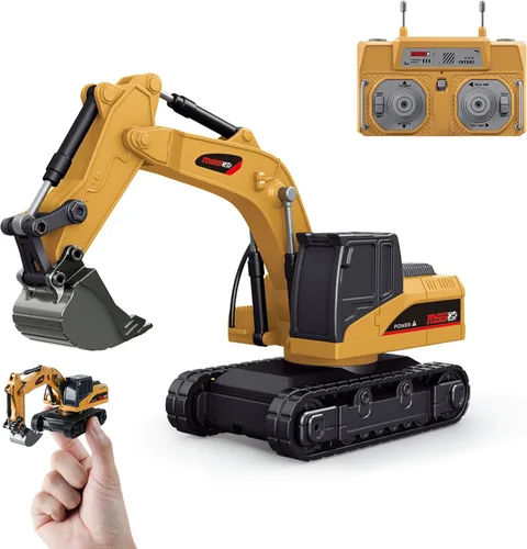 Vista 9 de BRRRRT 1/64 RC Bulldozer juguete, vehículos de construcción RC de proporción completa soporta empuje, levantamiento, movimiento, aleación de carga