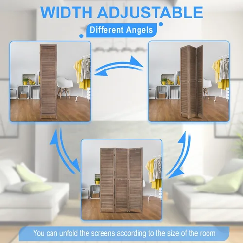Vista 4 de PayLessHere Divisor de habitación de madera, pantalla de privacidad de 5.75 pies para interiores, plegable, portátil, pantalla de división