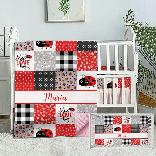 Vista 12 de Wild Animals - Juego de ropa de cama personalizado para cuna de bebé, juego de 2 piezas, edredón con nombre y sábanas bajeras animales salvajes