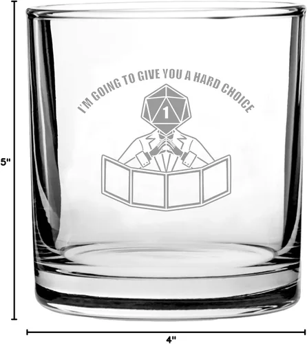 Vista 2 de Dungeon Master Dice Head Failure - Vaso de whisky escocés grabado de 9 onzas (I'm Going to Give You a Hard Choice)