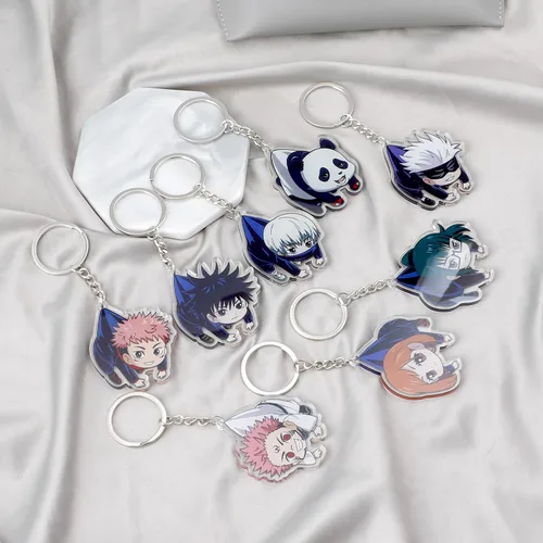 Vista 6 de G-Ahora Llavero de punto de dibujos animados X FAMILY Llavero Jujutsu Llavero Anime Llavero Regalo para Adolescente Estudiante