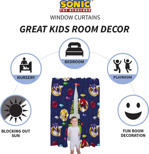 Vista 7 de Franco Sonic The Hedgehog - Juego de ropa de cama y cortinas para ventana