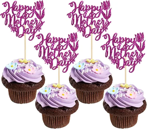 Vista 12 de Gyufise 1 paquete de decoración para pastel del día de la madre, la mejor mamá del mundo, con flores de mariposa, decoración de pastel de cumpleaños