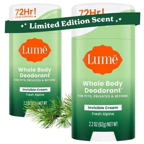 Vista 14 de Lume Desodorante para Todo el Cuerpo - Barra de Crema Invisible - Control de Olor por 72 Horas - Sin Aluminio, Sin Bicarbonato de Sodio, Seguro
