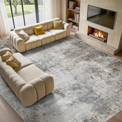 Vista 13 de Tortania Alfombra redonda lavable de 5 pies para sala de estar: Alfombra moderna abstracta neutra grande suave y delgada – Alfombra antideslizante