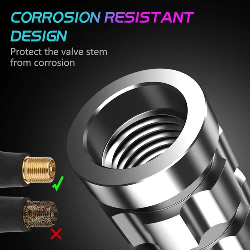 Vista 4 de Aluminum Tire Valve Stem Caps for Lynk, Anti-Rust Tires Air Valve Cap Stem Covers Corrosion-Resistant Automotive Exterior Accessories,L-Silver/F
