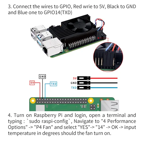 Vista 5 de GeeekPi Disipador de calor de aluminio con ventilador controlable PWM para Raspberry Pi 4, Pi 4 Armor Lite disipador de calor con ventilador