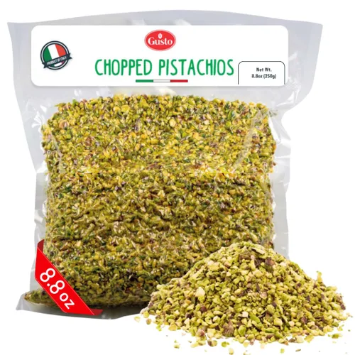 Vista 2 de Pistachos picados, 8.8 oz (250 g), Pistachos crudos sin sal, picados Pistachos para helados, Gusto Etna, sin OMG, Producto de Italia