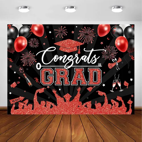 Vista 14 de Avezano Fondo de graduación Congrats Grad, decoraciones de fiesta de graduación de clase de 2026, fondo de sesión de fotos, felicitaciones