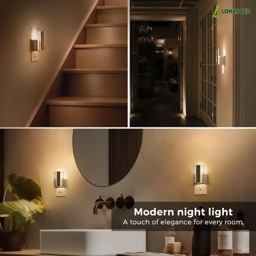 Vista 7 de L LOHAS LED - Luces nocturnas enchufables en la pared, paquete de 2 luces nocturnas con sensor de crepúsculo a amanecer, luces nocturnas LED