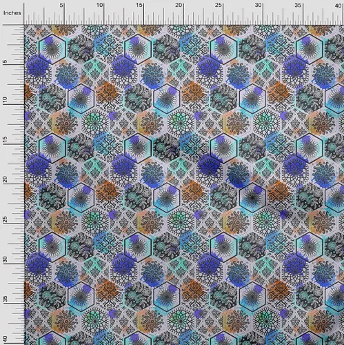 Vista 4 de oneOone Cotton Flex Dark Blue Fabric Floral DIY Clothing Quilting Fabric Print Fabric By Yard 40 Inch Wide-2H Azul Oscuro