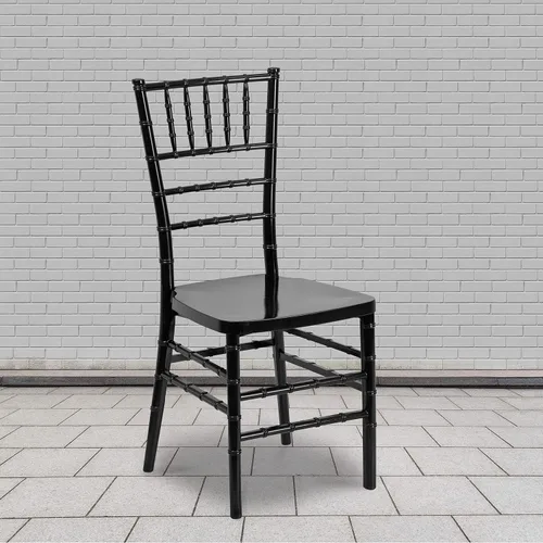 Vista 2 de Flash Furniture HERCULES PREMIUM Series Silla apilable Chiavari de resina negra