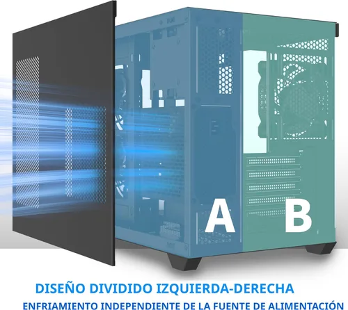 Vista 5 de MUSETEX Caja de PC ATX, 3 x 120mm Ventiladores Preinstalados, Soporte para Radiador de 360MM, Caja de PC para Juegos de Vidrio Templado de Vista