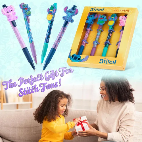 Vista 2 de Disney Bolígrafos 4 bonitos bolígrafos con adorables puntadas, bonitos bolígrafos para diario, dibujo o trabajo escolar, bonitos bolígrafos