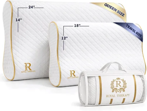 Vista 2 de Almohada de viaje de espuma viscoelástica Royal Therapy, almohada para el cuello de bambú ajustable para dormir de lado (viaje 18 x 12 x 5)