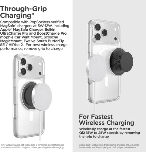 Vista 6 de PopSockets Agarre Low-Pro para MagSafe, perfil delgado, color negro