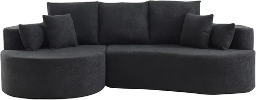 Vista 5 de Christopher Knight Home Carden - Sofá modular curvado de 106 pulgadas, cómodo sofá tapizado de tela con diván, moderno sofá nube con asiento Negro