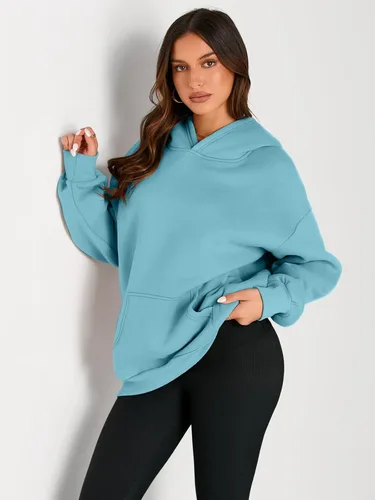 Vista 163 de Trendy Queen - Sudaderas extragrandes con capucha para mujer, suéteres de manga larga, sin botones, de vellón, de otoño, ropa de invierno