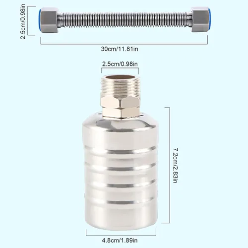 Vista 3 de Válvula de flotador de agua, válvula de flotador portátil de acero inoxidable 304 totalmente automática, control de nivel de agua, fácil de 3/4