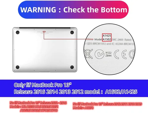 Vista 3 de Funda compatible con MacBook Pro de 13 pulgadas 2015, 2014, 2013, finales de 2012, versión A1502/A1425 con retina, carcasa rígida de plástico +