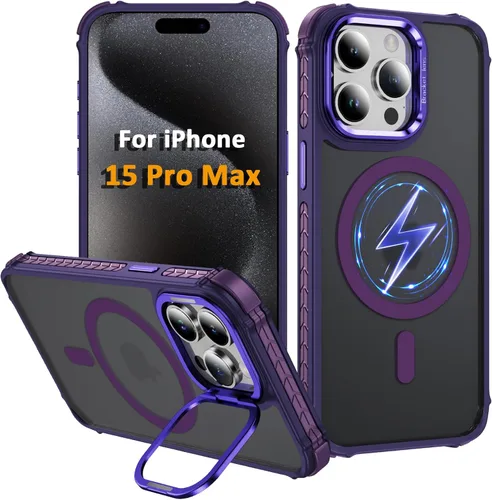 Vista 52 de Funda KETGII para iPhone 13, para iPhone 14, compatible con MagSafe, carga inalámbrica, resistente, a prueba de golpes, pata ajustable, delgada