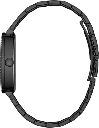 Vista 4 de Caravelle by Bulova Reloj de cuarzo de acero inoxidable chapado en iones negros con cristales modernos para mujer, estilo: 45L171