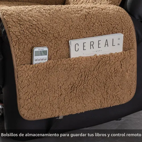 Vista 2 de STONECREST - Funda para silla reclinable, funda de sherpa, se mantiene en su lugar (Cholate, reclinable regular de 23 pulgadas)