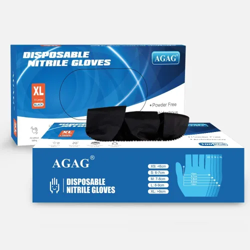 Vista 5 de AGAG Guantes de nitrilo, guantes de cocina negros, 100 unidades, guantes de limpieza ultra fuertes de 5 mil, sin polvo ni látex, para uso diario