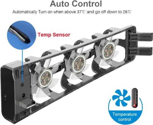 Vista 2 de ElecGear - Ventilador de refrigeración automático PS5, enfriador USB externo turbo con sensor de temperatura automático controlado por radiador