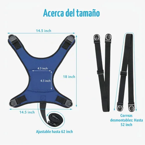 Vista 2 de AOSSA Cinturón de seguridad para silla de ruedas, restricciones de seguridad para ancianos, arnés para silla de ruedas, cinturón de seguridad