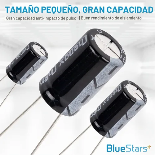 Vista 6 de BlueStars, variedad de condensadores electrolíticos de aluminio, 20 valores, 320 unidades, rango 1uF－2200uF