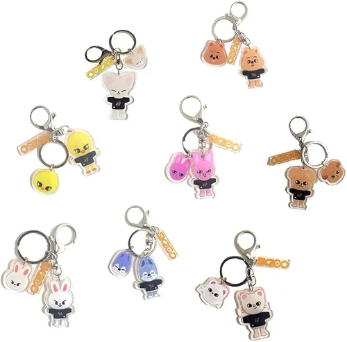 Vista 4 de KPOP Stray Kids Merch SKZOO - Llavero para teléfono láser, bolsa de PVC, colgante para niños, llavero callejero HAN HYUNJIN Felix Accesorios