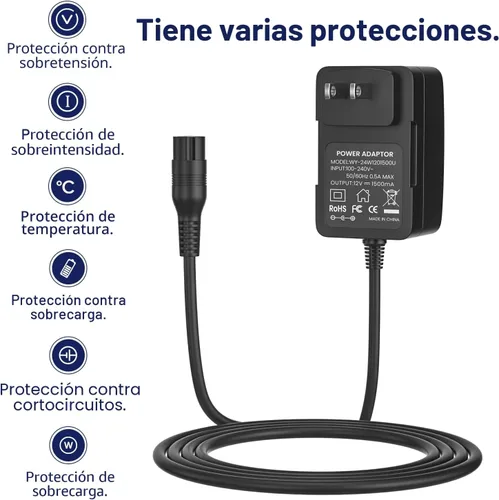Vista 5 de CGGXJP Cargador de batería rápido para scooter eléctrico de 24 V 1500 mA para Razor E100 E200 E300 MX350, cable de alimentación hembra en línea de 3