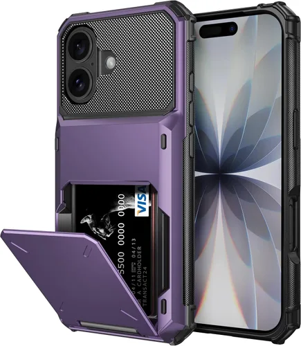 Vista 38 de Vofolen Funda compatible con iPhone 12, cartera 5G, 4 ranuras para tarjetas, tarjetero con bolsillo oculto, doble capa, cubierta trasera protectora