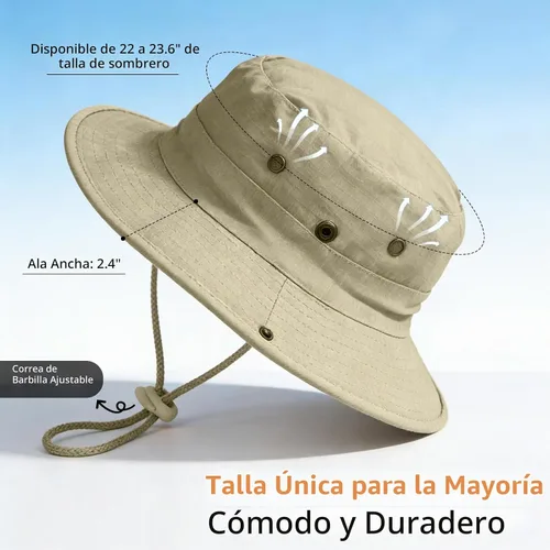 Vista 4 de Sombreros de sol para hombres y mujeres, sombrero de safari plegable 1pack-beigesleeves