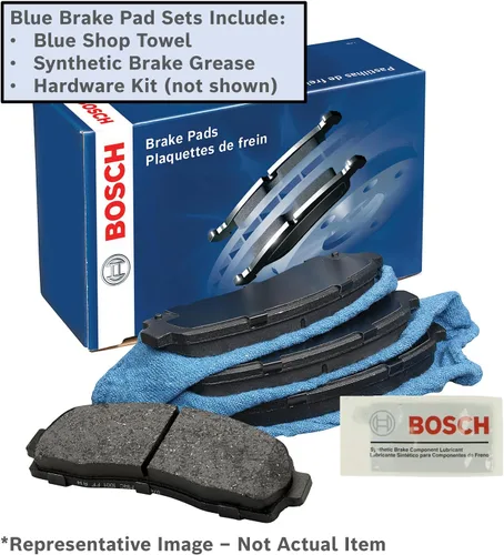 Vista 2 de BOSCH BE932H - Juego de pastillas de freno de disco de cerámica azul con herrajes, compatible con Ford Crown Victoria, Ranger; Lincoln Town Car