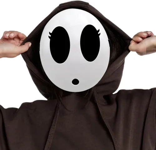Vista 7 de Máscara de chico tímido, máscara de anime blanca, máscara de Halloween, máscara divertida para disfraz de Halloween, accesorios de cosplay 2