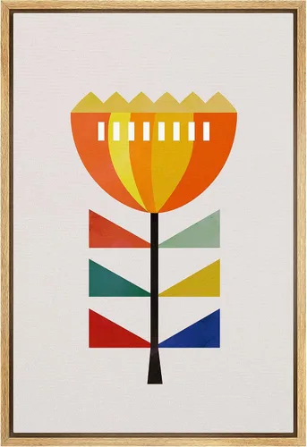 Vista 15 de bestdeal depot Lienzo enmarcado para pared, arte geométrico de sol y montaña, reflejo del mar, naturaleza, ilustraciones de área silvestre, arte