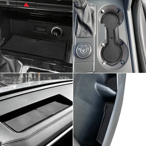 Vista 2 de Auovo Portavasos para puerta para Volkswagen VW Atlas Accesorios 2023 2022-2018 Interior personalizado para consola de automóvil, portavasos de Negro