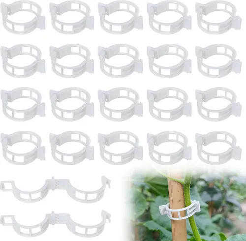Vista 9 de 100 clips de plástico asegurados para plantas, clips reutilizables para soporte de plantas, clips de tomate para asegurar plantas trepadoras, uvas