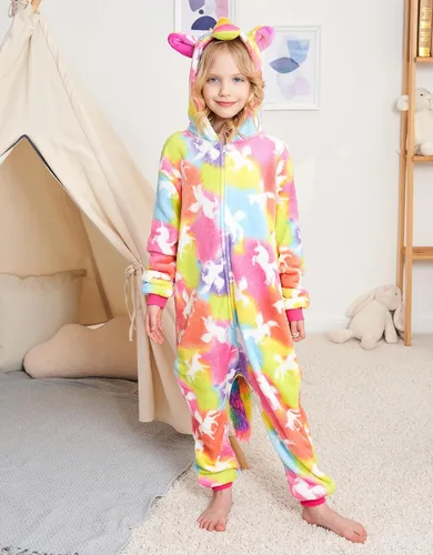 Vista 3 de Cos Time Pijama de una pieza de unicornio para niños, disfraz de Halloween