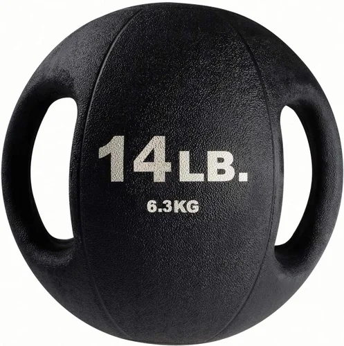 Vista 5 de Body-Solid Pelotas medicinales de ejercicio resistentes con asas dobles, pelota medicinal de agarre de goma antideslizante duradera