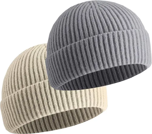 Vista 11 de vidsel Gorro Corto de Pescador para Hombres y Mujeres, Gorro de Lana Tejida con Puño Estilo Moderno de Arrastrero, Gorros Cálidos de Invierno