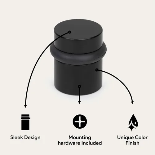 Vista 2 de Mega Handles Tope de Puerta de Piso, Tope Negro de Instalación Rápida Protector de Pared, Protectores de Pared contra Pomos de Puerta, Tope