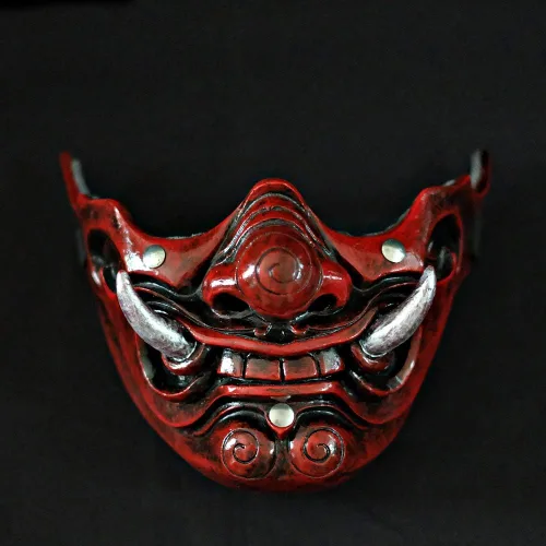 Vista 2 de Mempo de armadura personalizada de media máscara samurái Shogun para Airsoft Paintball disfraz Cosplay MA350..