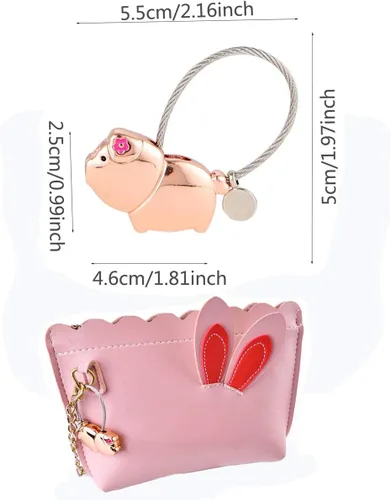 Vista 6 de iSuperb Sweet Kissing - Juego de llaveros de pareja de cerdos, regalo de promesa de amor para él y ella con caja de regalo (negro y oro rosa)