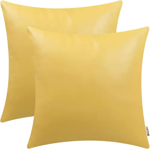 Vista 11 de BRAWARM Fundas de almohada de cuero sintético de 16 x 16 pulgadas - Juego de 2 fundas de almohada de cuero negro, fundas de almohada de cuero teñido