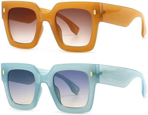 Vista 6 de SDINM Gafas de sol cuadradas de gran tamaño vintage para mujer, a la moda, de lujo, grandes, protección UV400
