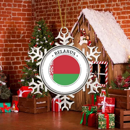 Vista 5 de Bielorrusia - Colgante colgante de metal para árbol de Navidad, recuerdo patriótico, regalo de recuerdo de país, adornos para árbol de Navidad